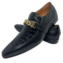 Sapato Masculino Italiano Em Couro Preto Social Cr... - Di Paolo Sapatos Masculinos