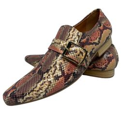 Sapato Masculino Italiano Em Couro Dourado Executi... - Di Paolo Sapatos Masculinos