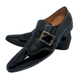 Sapato Masculino Italiano Em Couro Preto Social Re... - Di Paolo Sapatos Masculinos