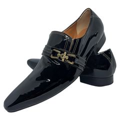 Sapato Masculino Italiano Em Couro Preto Social Ve... - Di Paolo Sapatos Masculinos