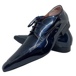 Sapato Masculino Italiano Em Couro Executivo Azul ... - Di Paolo Sapatos Masculinos