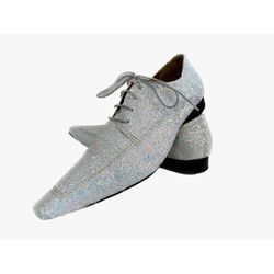 Sapato Masculino Italiano Em Couro Branco Glitter ... - Di Paolo Sapatos Masculinos