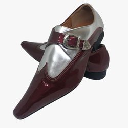 Sapato Masculino Italiano Em Couro Social Vinho Ve... - Di Paolo Sapatos Masculinos
