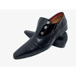 Sapato Masculino Italiano Em Couro Social Preto Cr... - Di Paolo Sapatos Masculinos