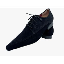 Sapato Masculino Italiano Em Camurça Social Preto ... - Di Paolo Sapatos Masculinos