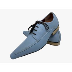Sapato Masculino Italiano Em Couro Social Azul Pas... - Di Paolo Sapatos Masculinos