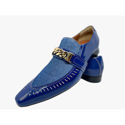 Sapato Masculino Italiano Em Couro Social Azul Jea... - Di Paolo Sapatos Masculinos
