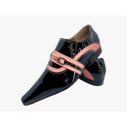 Sapato Masculino Italiano Em Couro Social Preto Re... - Di Paolo Sapatos Masculinos