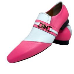 Sapato Masculino Italiano Em Couro Social Rosa Ref... - Di Paolo Sapatos Masculinos