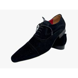 Sapato Masculino Italiano Em Camurça Social Preto ... - Di Paolo Sapatos Masculinos