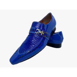 Sapato Masculino Italiano Em Couro Social Azul Cro... - Di Paolo Sapatos Masculinos
