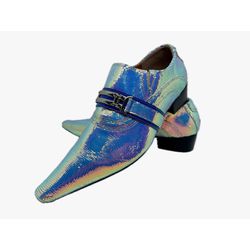 Sapato Masculino Italiano Em Couro Social Prata Qu... - Di Paolo Sapatos Masculinos