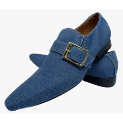 Sapato Masculino Italiano em Jeans Social Executiv... - Di Paolo Sapatos Masculinos