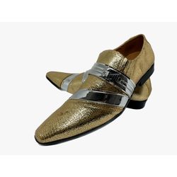 Sapato Masculino Italiano em Couro Social Dourado ... - Di Paolo Sapatos Masculinos