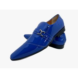 Sapato Masculino Italiano em Couro Social Azul - R... - Di Paolo Sapatos Masculinos