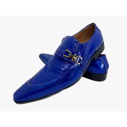 Sapato Masculino Italiano em Couro Social Azul Cob... - Di Paolo Sapatos Masculinos