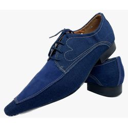 Sapato Masculino Italiano em Jeans Social Executiv... - Di Paolo Sapatos Masculinos