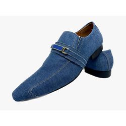 Sapato Masculino Italiano em Jeans Social Executiv... - Di Paolo Sapatos Masculinos