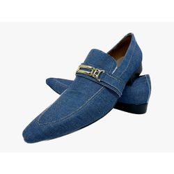 Sapato Masculino Italiano em Jeans Social Executiv... - Di Paolo Sapatos Masculinos