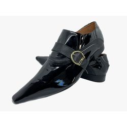 Sapato Masculino Italiano em Couro Social Preto Fi... - Di Paolo Sapatos Masculinos