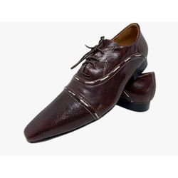 Sapato Masculino Italiano Em Couro Social Bordô Se... - Di Paolo Sapatos Masculinos