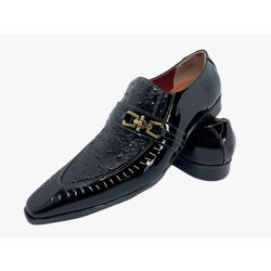 Sapato Masculino Italiano Em Couro Social Preto Ve... - Di Paolo Sapatos Masculinos