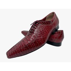Sapato Masculino Italiano Em Couro Social Croco Bo... - Di Paolo Sapatos Masculinos