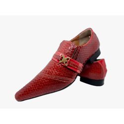 Sapato Masculino Italiano Em Couro Social Vermelho... - Di Paolo Sapatos Masculinos