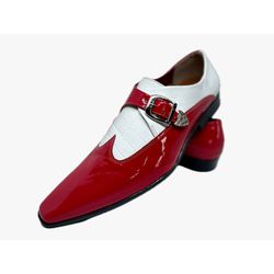 Sapato Masculino Italiano Em Couro Social Vermelho... - Di Paolo Sapatos Masculinos