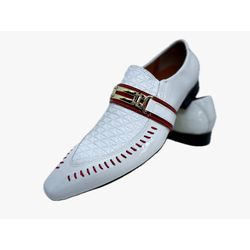 Sapato Masculino Italiano Em Couro Social Branco R... - Di Paolo Sapatos Masculinos