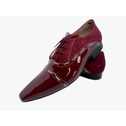 Sapato Masculino Italiano Em Couro Social Bordô Re... - Di Paolo Sapatos Masculinos