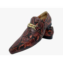 Sapato Masculino Italiano Em Couro Serpente Social... - Di Paolo Sapatos Masculinos