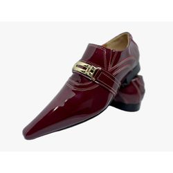 Sapato Masculino Italiano Em Couro Social Bordô Re... - Di Paolo Sapatos Masculinos