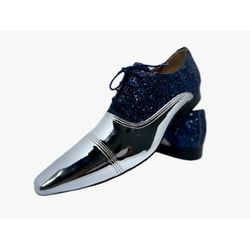 Sapato Masculino Italiano Em Couro Social Azul Ref... - Di Paolo Sapatos Masculinos
