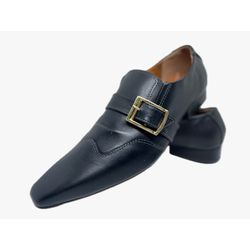 Sapato Masculino Italiano Em Couro Social Preto Re... - Di Paolo Sapatos Masculinos