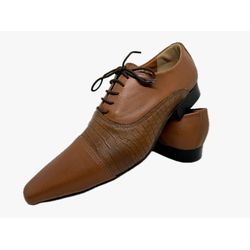 Sapato Masculino Italiano Em Couro Social Marrom R... - Di Paolo Sapatos Masculinos