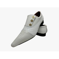 Sapato Masculino Italiano Em Couro Social Branco R... - Di Paolo Sapatos Masculinos
