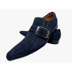Sapato Masculino Italiano Em Couro Social Azul Ref... - Di Paolo Sapatos Masculinos
