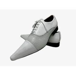 Sapato Masculino Italiano Em Couro Social Branco S... - Di Paolo Sapatos Masculinos