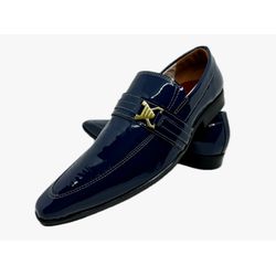 Sapato Masculino Italiano Em Couro Azul Lisa Ref: ... - Di Paolo Sapatos Masculinos