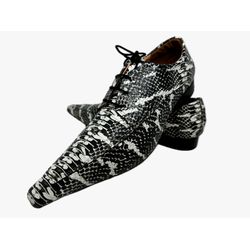 Sapato Masculino Italiano Em Couro Preto Serpente ... - Di Paolo Sapatos Masculinos