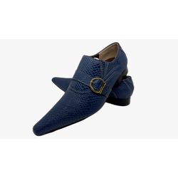 Sapato Masculino Italiano Em Couro Azul Ref: D899 - Di Paolo Sapatos Masculinos