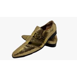 Sapato Masculino Italiano Em Couro Dourado Ref: D9... - Di Paolo Sapatos Masculinos