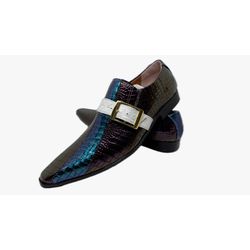 Sapato Masculino Italiano Em Couro Roxo e Azul Ref... - Di Paolo Sapatos Masculinos