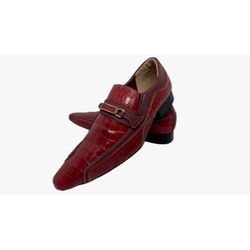 Sapato Masculino Italiano Em Couro Vermelho Ref: D... - Di Paolo Sapatos Masculinos