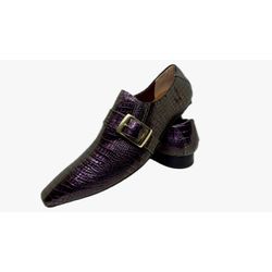 Sapato Masculino Italiano Em Couro Violeta Réptil ... - Di Paolo Sapatos Masculinos