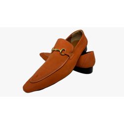 Sapato Masculino Italiano Em Couro Laranja Ref: D9... - Di Paolo Sapatos Masculinos