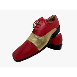 Sapato Masculino Italiano Em Couro Vermelho Ref: D... - Di Paolo Sapatos Masculinos