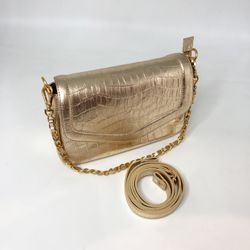 Bolsa Amalia M dourado Croco - Divina Luz