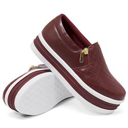 SlipOn Feminino Matelasse Ziper Lateral DK Shoes Bordo - DK Shoes | Tênis Casuais Femininos